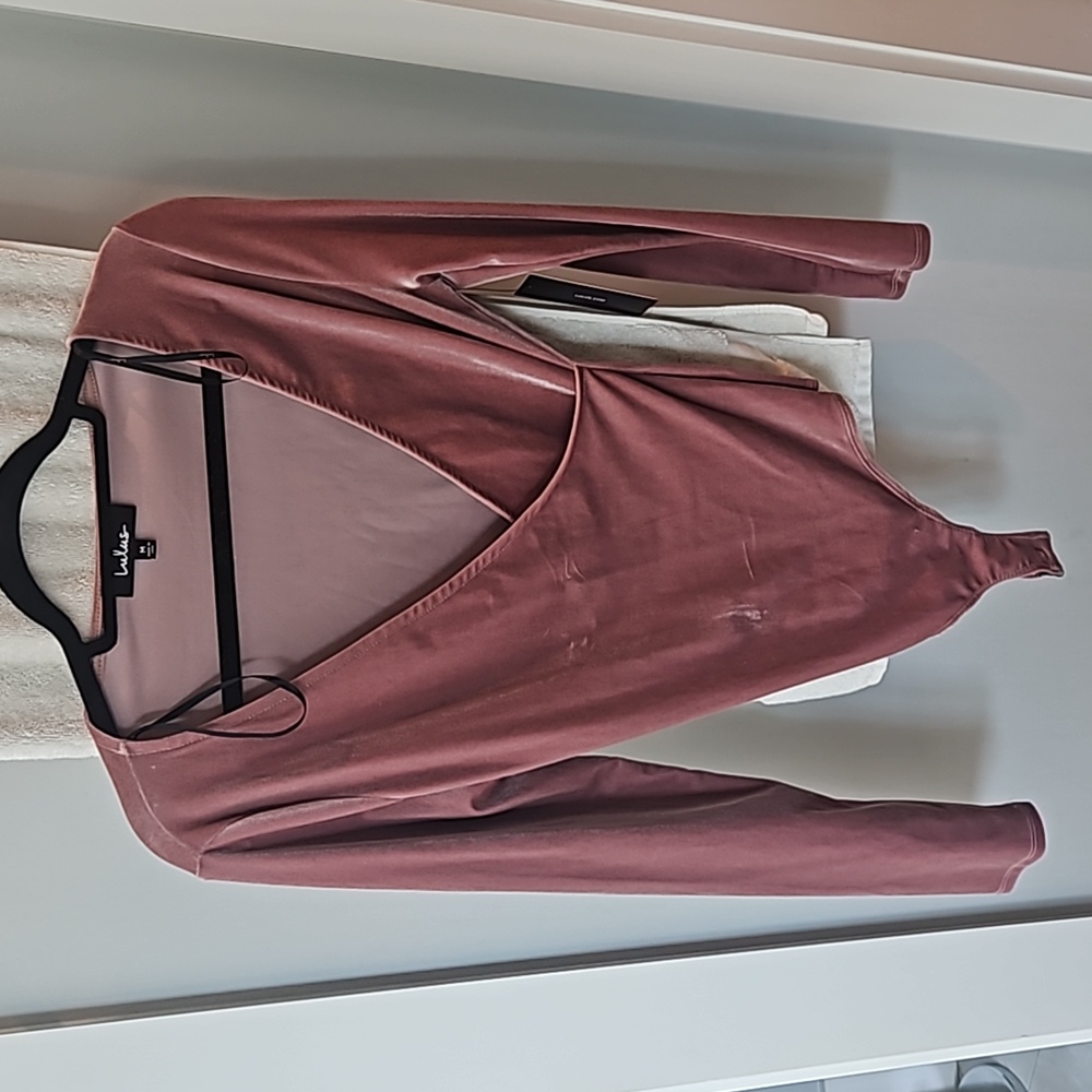Pink velvet bodysuit